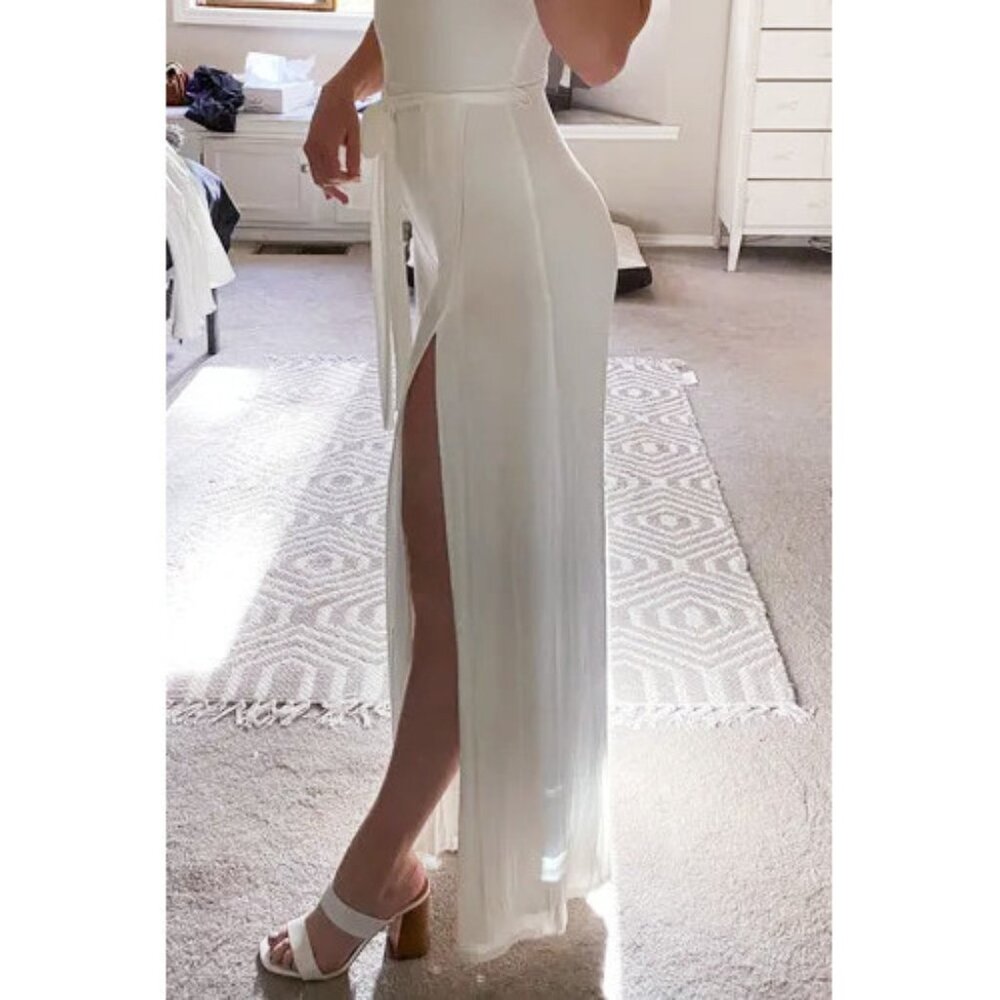 Lulus Just Breathe Sleeveless Slit-Leg Jumpsuit in Stretch Jersey -Flyaway Pants - Picture 5 of 6